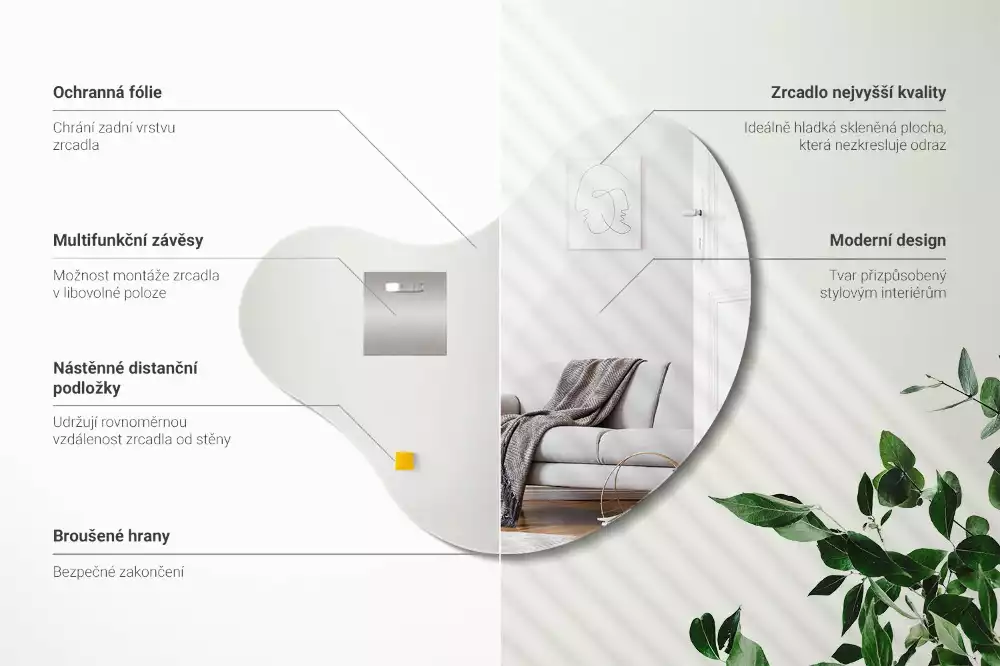 Espelho formato orgânico sem moldura pendurada