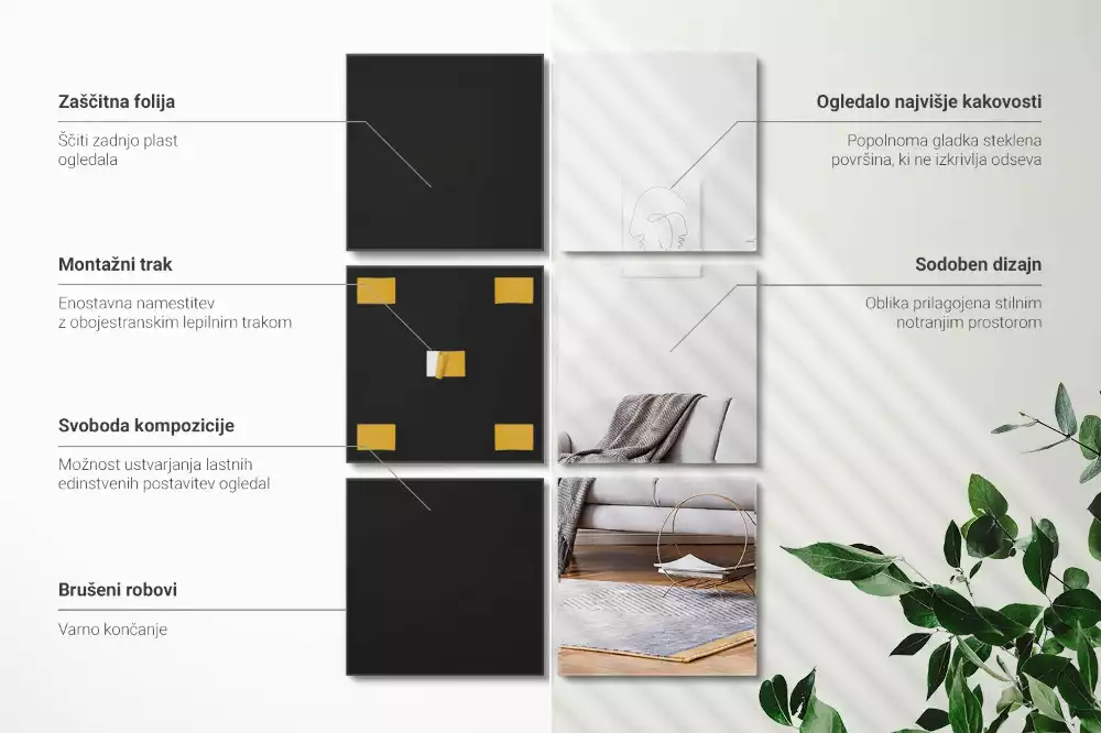 Azulejos espelhados quadrados autoadesivos