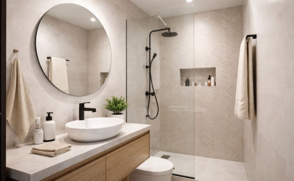 banheiro pequeno com chuveiro